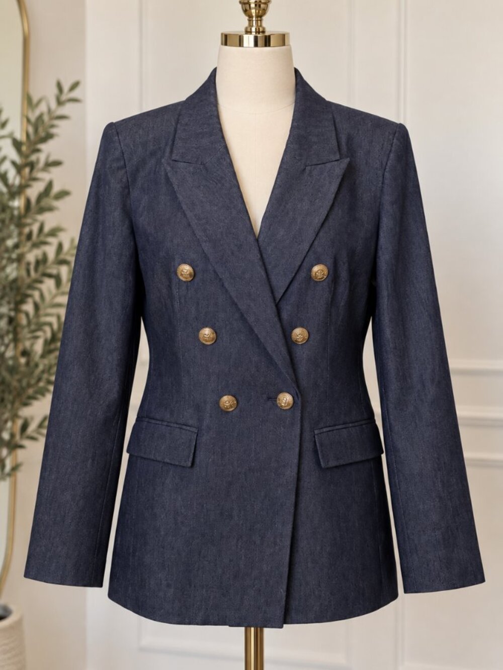 Express Double Breasted Boyfriend Blazer Gold Buttons Size Small NWT